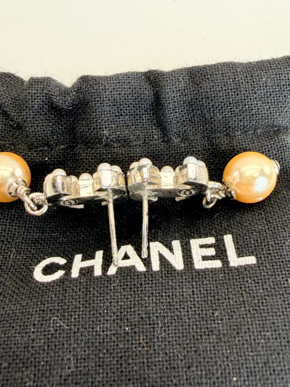Chanel Pearl CC Drop Earrings